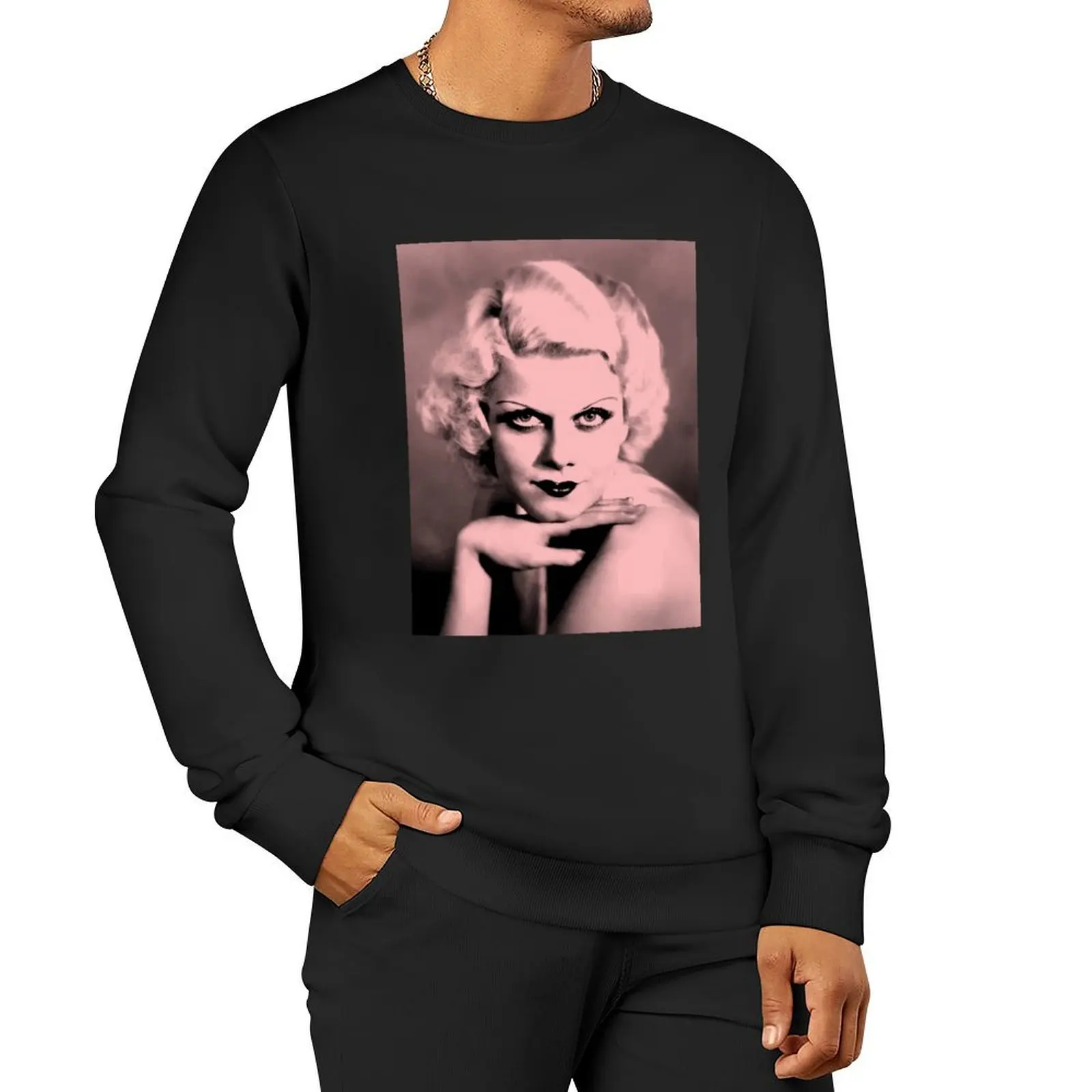 Jean Harlow in pink and black Pullover Hoodie tracksuits new sweatshirts