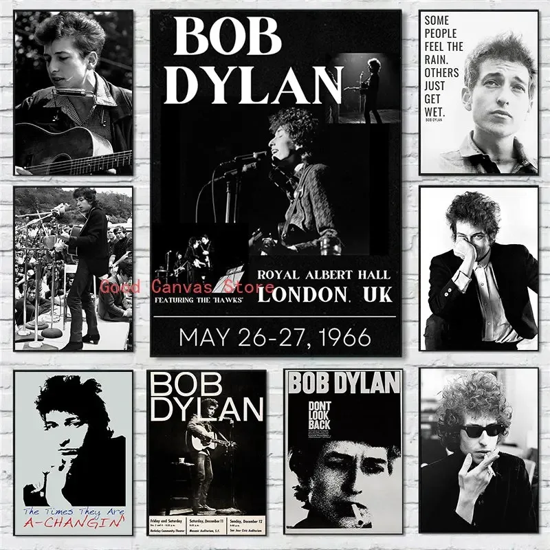 Music Star Bob Dylan Poster Pop Singer Portrait Canvas Painting Retro Wall Art Picture Living Room Home Decoration