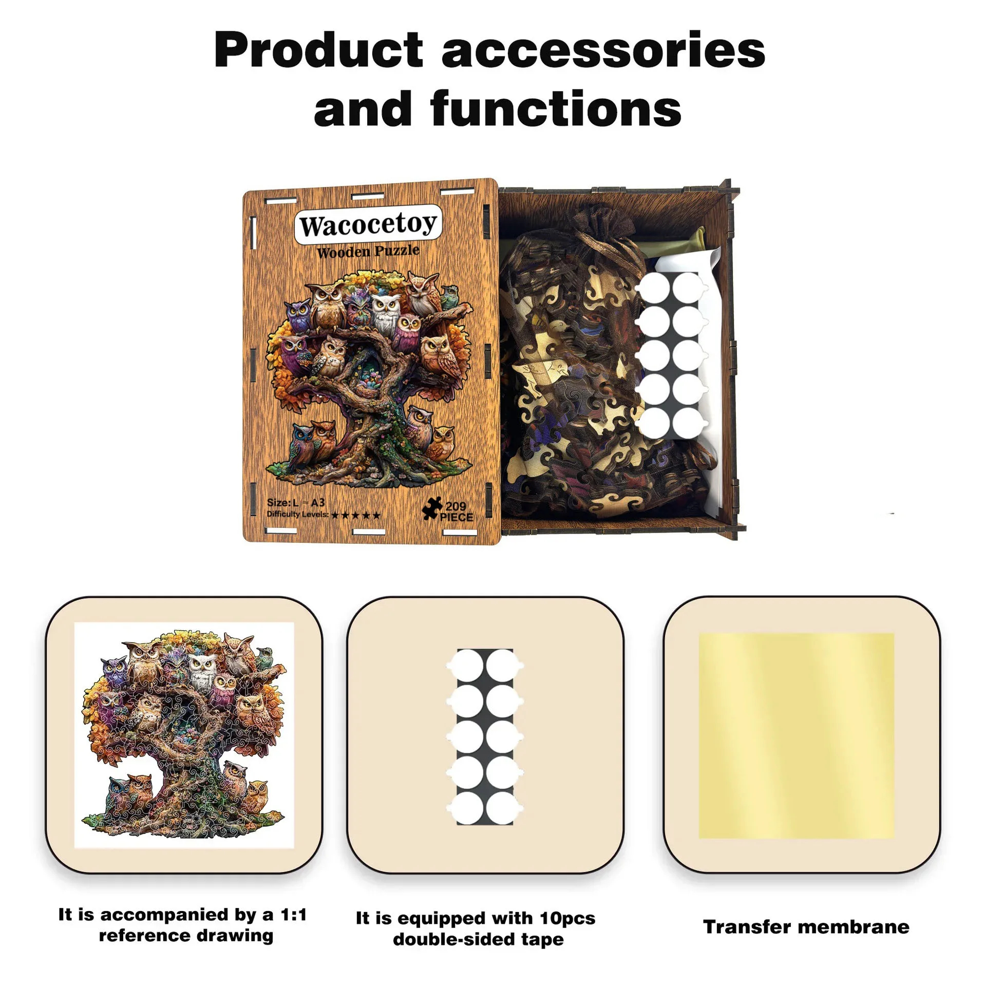 138/209조각 부엉이 퍼즐 장난감 독특한 부엉이 모양 퍼즐 홈 데코 재미있는 교육용 장난감 생일 선물 어린이 및 성인용