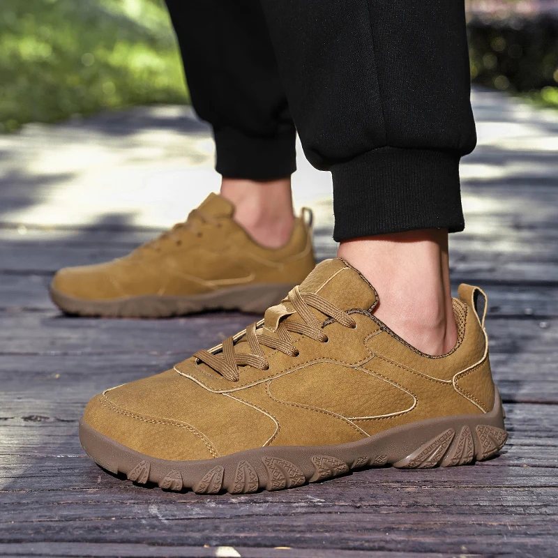 Men's Wide Toe Barefoot Hiking Shoes Minimalist Sneakers Zero Drop Trail Running Sneakers Outdoor Lace Up Casual Walking Shoes