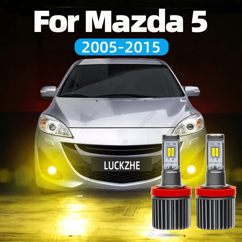 LED Front Fog Light Bulb For Mazda 5 CR CW 2005-2012 2013 2014 2015 Accessories Dual Color LED Fog Light White Yellow Strobe