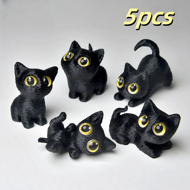5pcs Cat Ornament Mini Figurines Miniature Resin Cute Kitten Micro Landscape Crafts Small Ornaments Desktop Decoration