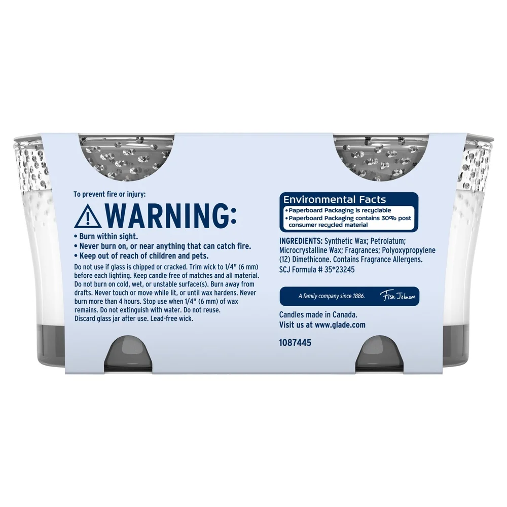 Essential Oil Infused Scented Candles Clean Linen Fresh Aroma 2 Count Gel Wax Long Lasting 56 Hours Lead Free Wick