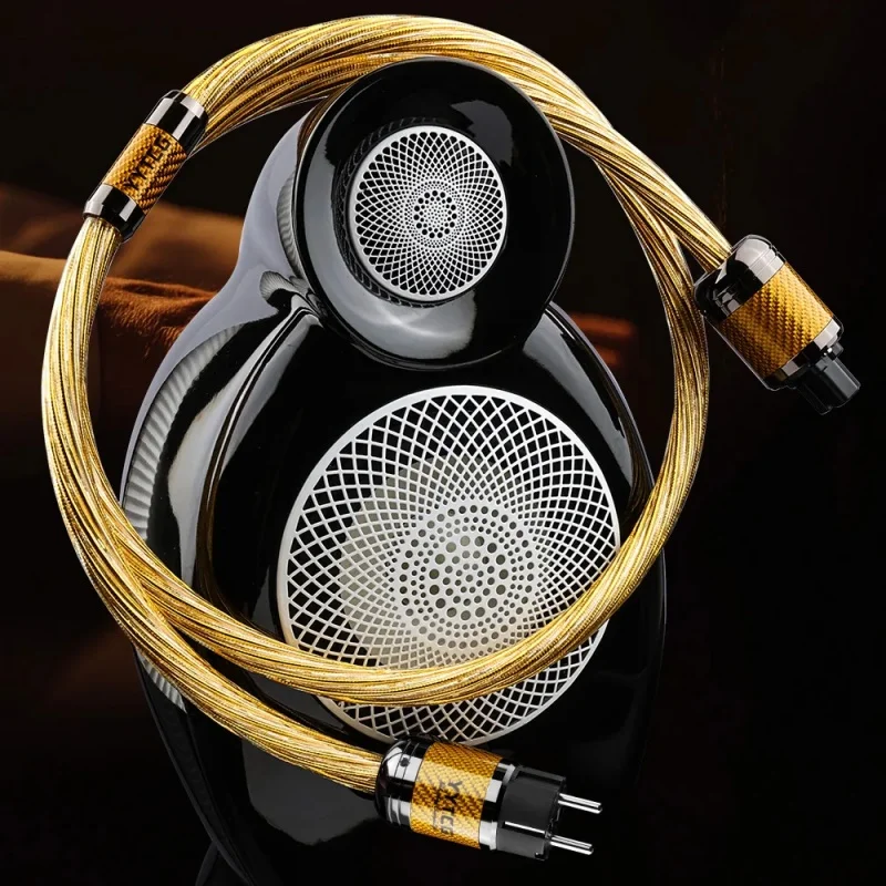 EU/US Power Cable Hi-End 7N OCC Silver Plated Carbon Fiber Rhodium Plated Connector For CD Amplifier Audio Decoder Power Cord