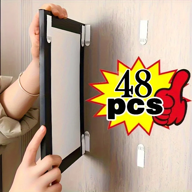 24-48PCS heavy-duty non perforated hanging magic tape fasteners portable seamless magic tape frame fastener accessories