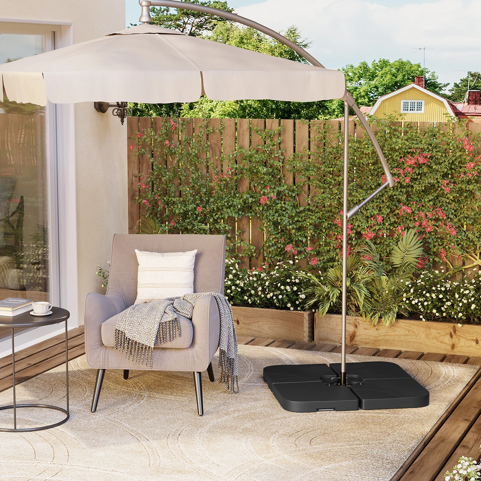 WOLTU Schwarzer Sonnenschirmständer mit Wasser-/Sandfüllung, quadratischer Sonnenschirmständer für den Garten, Hof, Strand, 60 l/80 kg – Detail 12