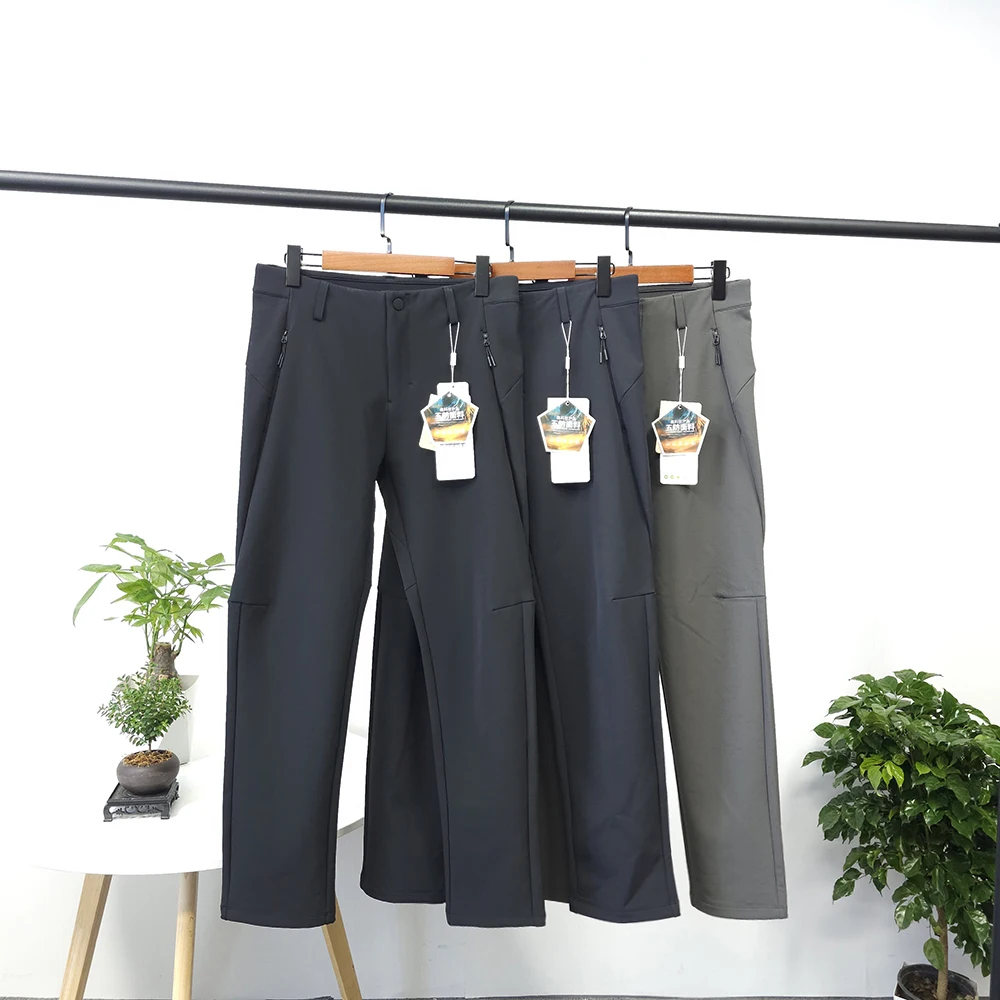 

Thiened Fce Winter Outdoor Soft ell Men's Casual Pants Silk Wool Cosite Inner Windproof Warm Trousers