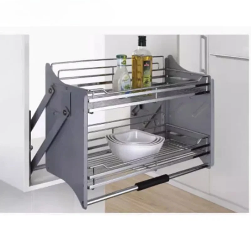 

New Dish lifting pull-out kitchen pull-down stainless steel cabinet storage damping hanging cabinet pull-outs