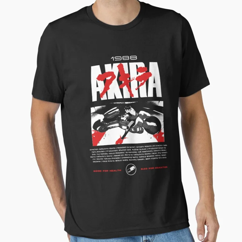 

80s Retro Anime Akira japan manga printed Short-sleeve crewneck T-shirt for men Large size Adult S-6xl Tops