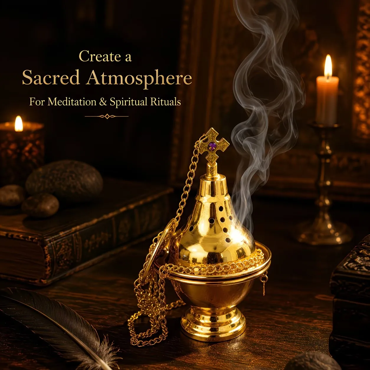Vintage Metall-Räuchergefäß-Set, mit Goldenem Kohleklammer, Hängendes Kohle-Räuchergefäß, Geeignet für Meditation, Gebet, Yoga-Raum und Spirituelle Dekoration – Detail 6