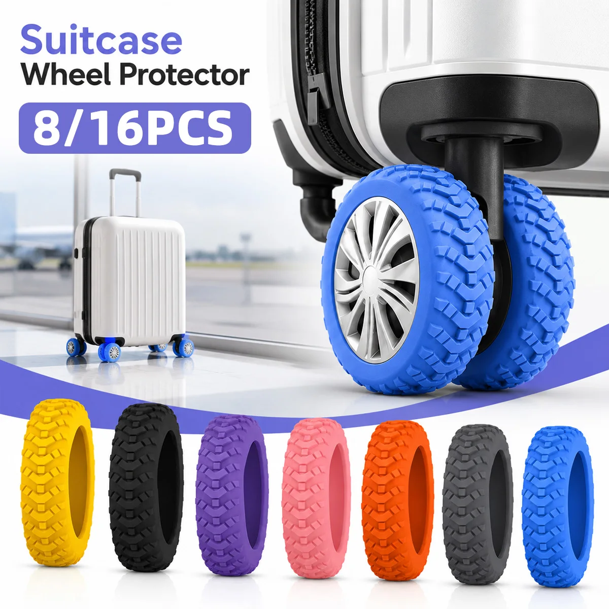 8/16PCS Silicone Suitcase Caster Sleeve Practical Anti‑Wear Shock‑Absorb Noise Reducing Wheel Protector Luggage accessories