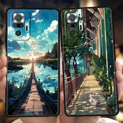 Japan Anime Landscape Phone Case For Xiaomi Redmi Note 12 5G 10C 10 11 9 8 Pro Plus 9S 7 8T 9T 9A 8A 9C K50 K40 Gaming Cover