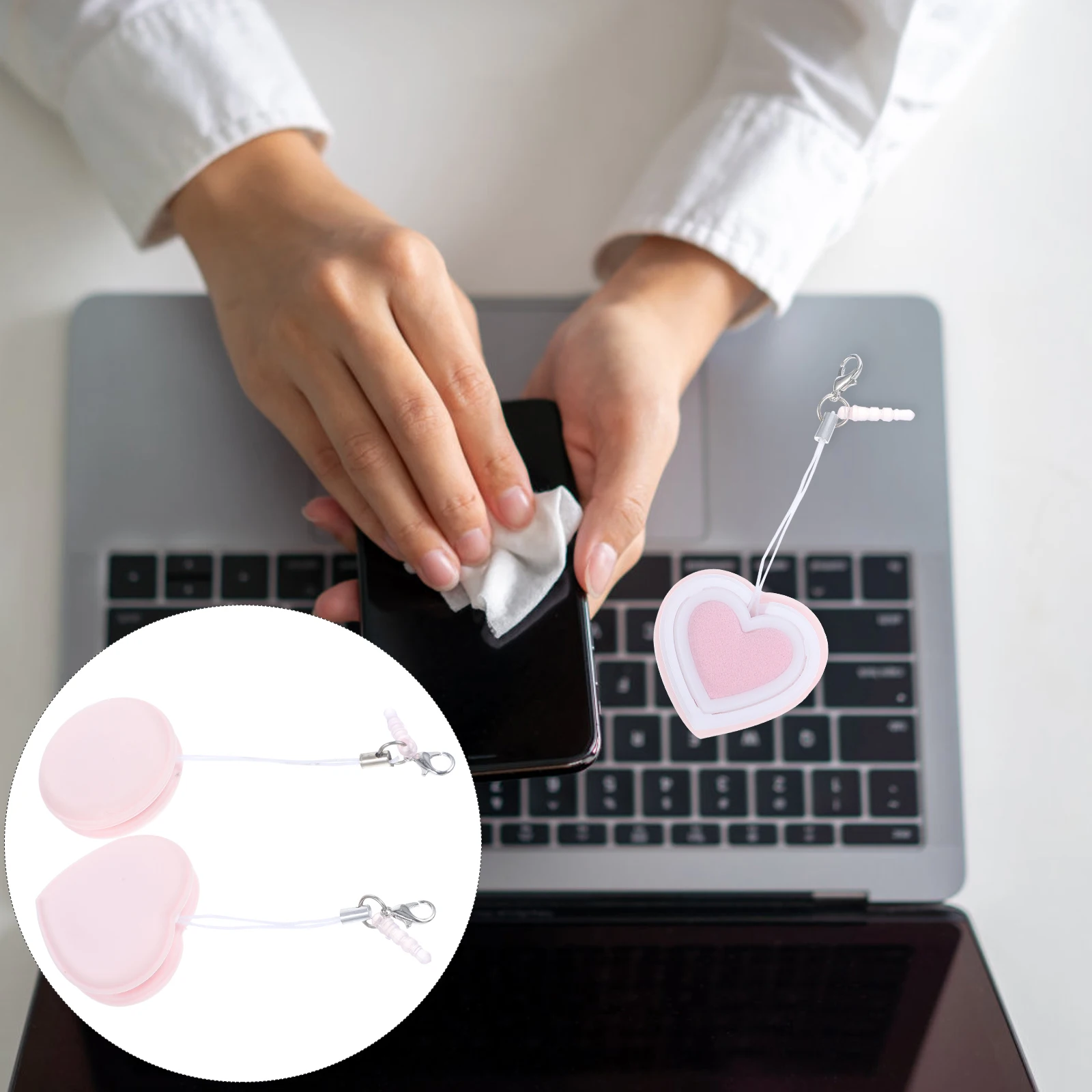 

2pcs Deerskin Cleaning Tools for Glasses Phone Screen Wipes Pink Heart Circle Shape Portable Lens Cleaner Cloth