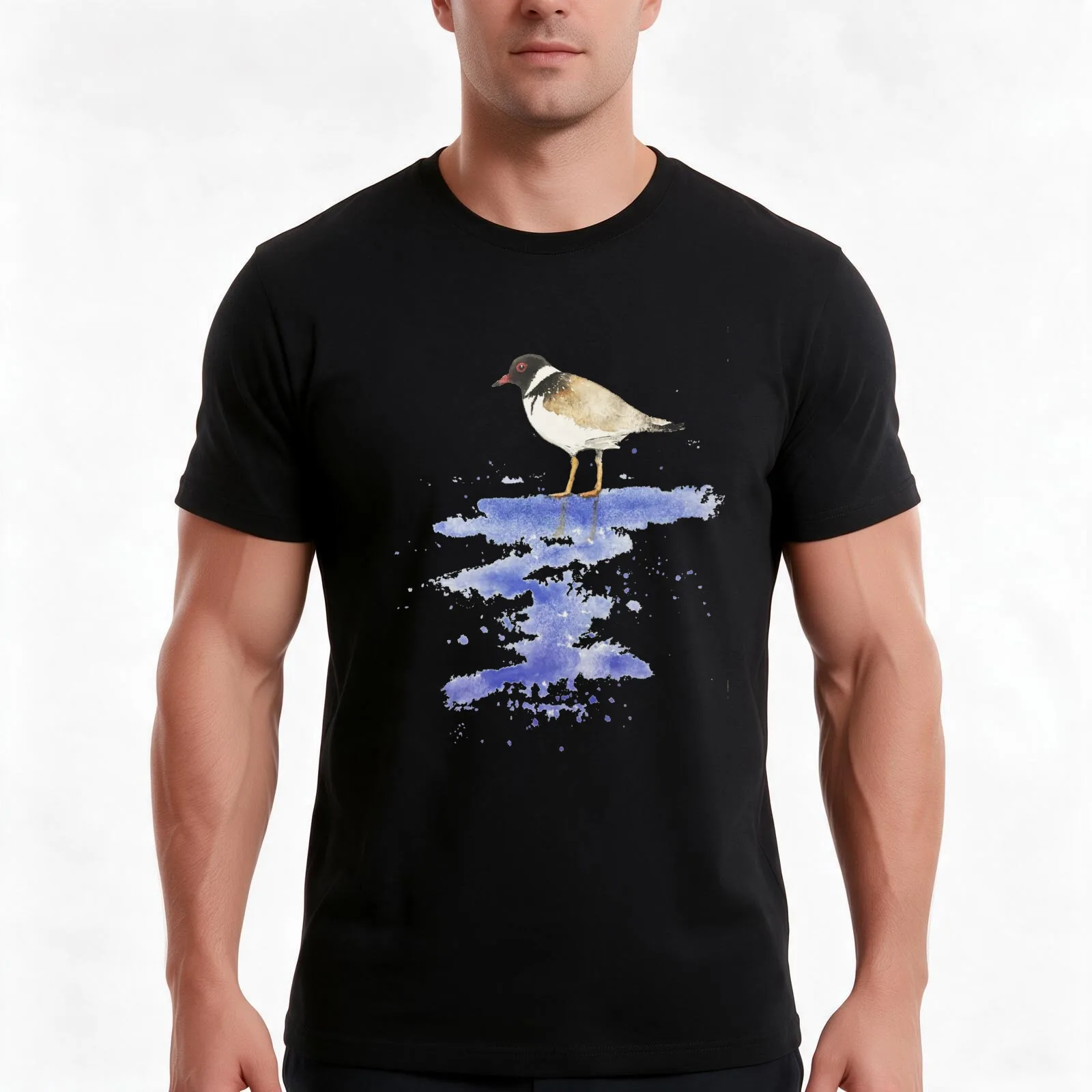 Hooded Plover T-Shirt, Summer Casual Cotton Tee, Oversized Streetwear Tops, Vintage Graphic Print, Loose Fit Short Sleeve