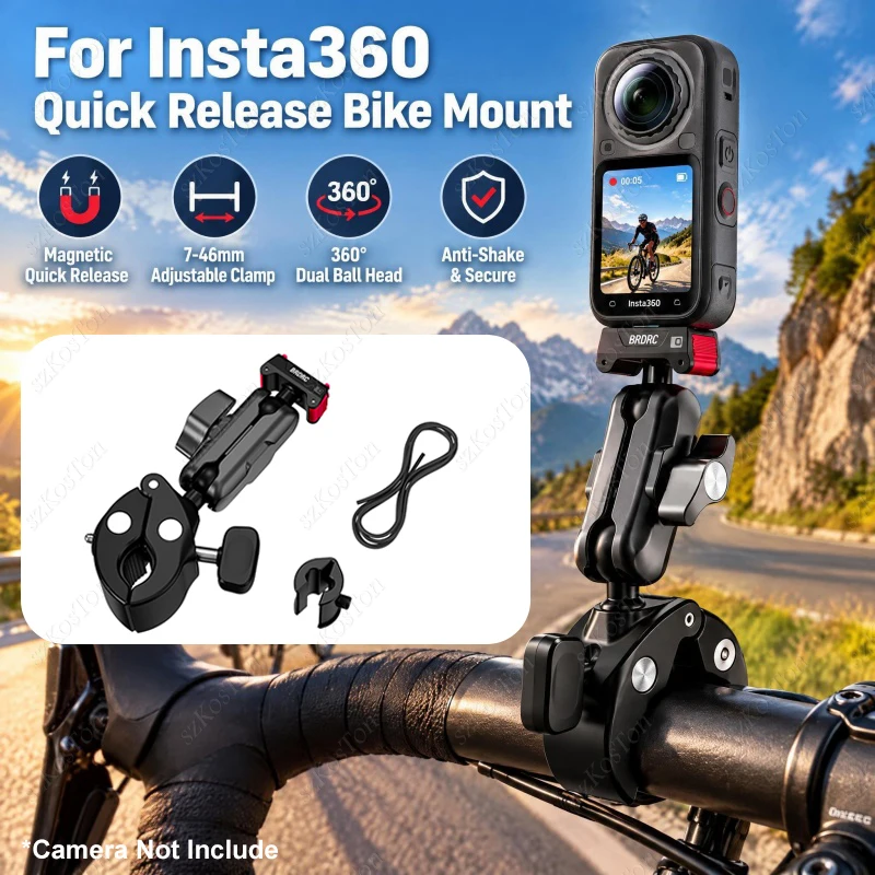 Magnetischer Motorrad-Fahrradhalter mit Schnellverschluss-Clip für Insta360 X6/X5/X4 Air/Ace Pro 2 Kamera-Zubehör