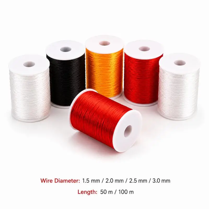Satin-Polyester Chinesisches Knotenseil 1,5/2/2,5/3mm 50/100m Rolle für DIY Armband Schmuckherstellung Zubehör – Detail 1