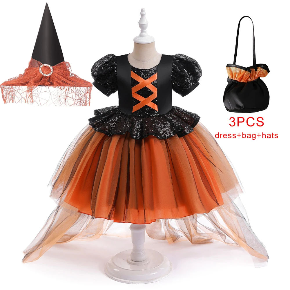 

Костюмы для косплея на Хэллоуин с блестками для девочек, карнавальное рождественское тюлевое праздничное платье принцессы со шлейфом, свадебное платье, детская одежда на день рождения