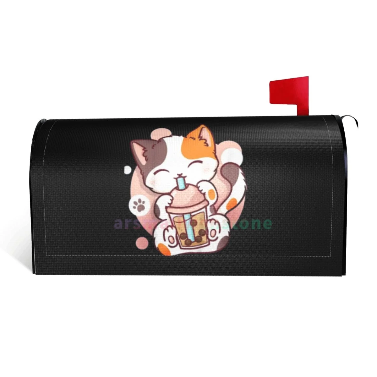 Cat Boba Tea Mailbox Cover Wrap Standard Size Welcome Home Garden Outdoor Decoration Post Letter Box Cover