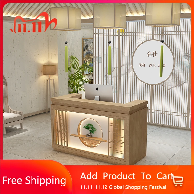 

Elegant Checkout Reception Desks Promotion High Quality Light Luxury Welcome Reception Desks Commericial Luxury Bureau Furniture