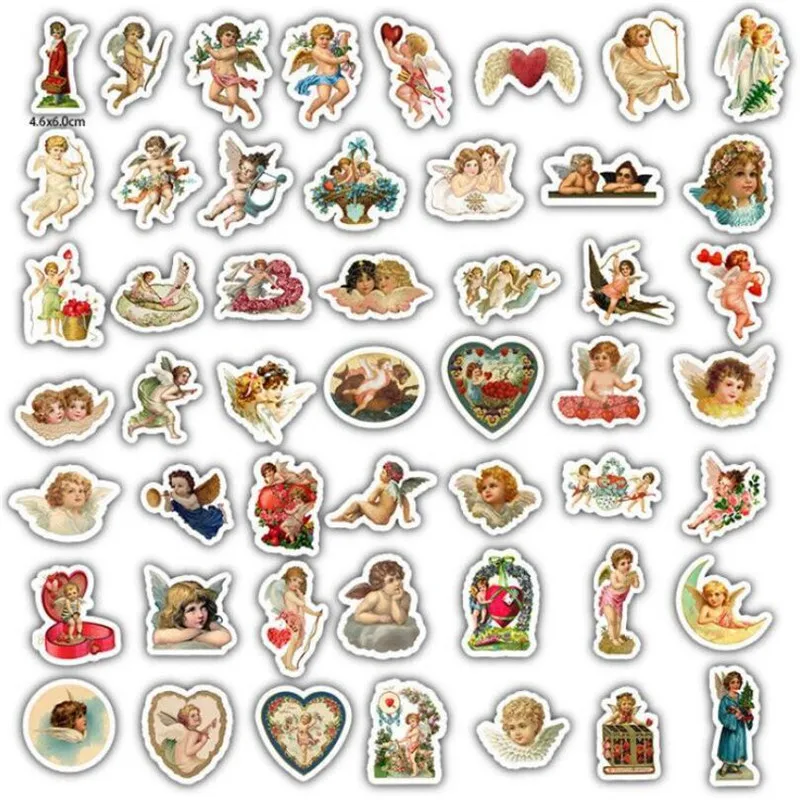 50PCS creative angel cartoon cute stationery waterproof laptop suitcase helmet decoration graffiti stickers