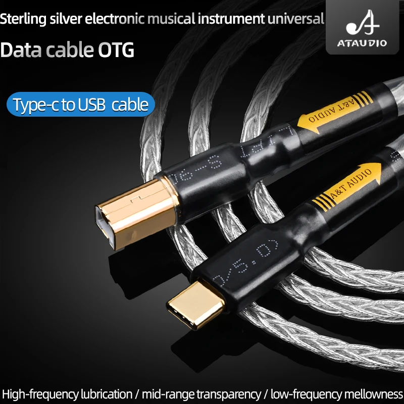 ATAUDIO Hi-end kabel usb typu c do typu b radio hifi kabel czyste srebro danych audio kabel cyfrowy do telefonu komórkowego dac