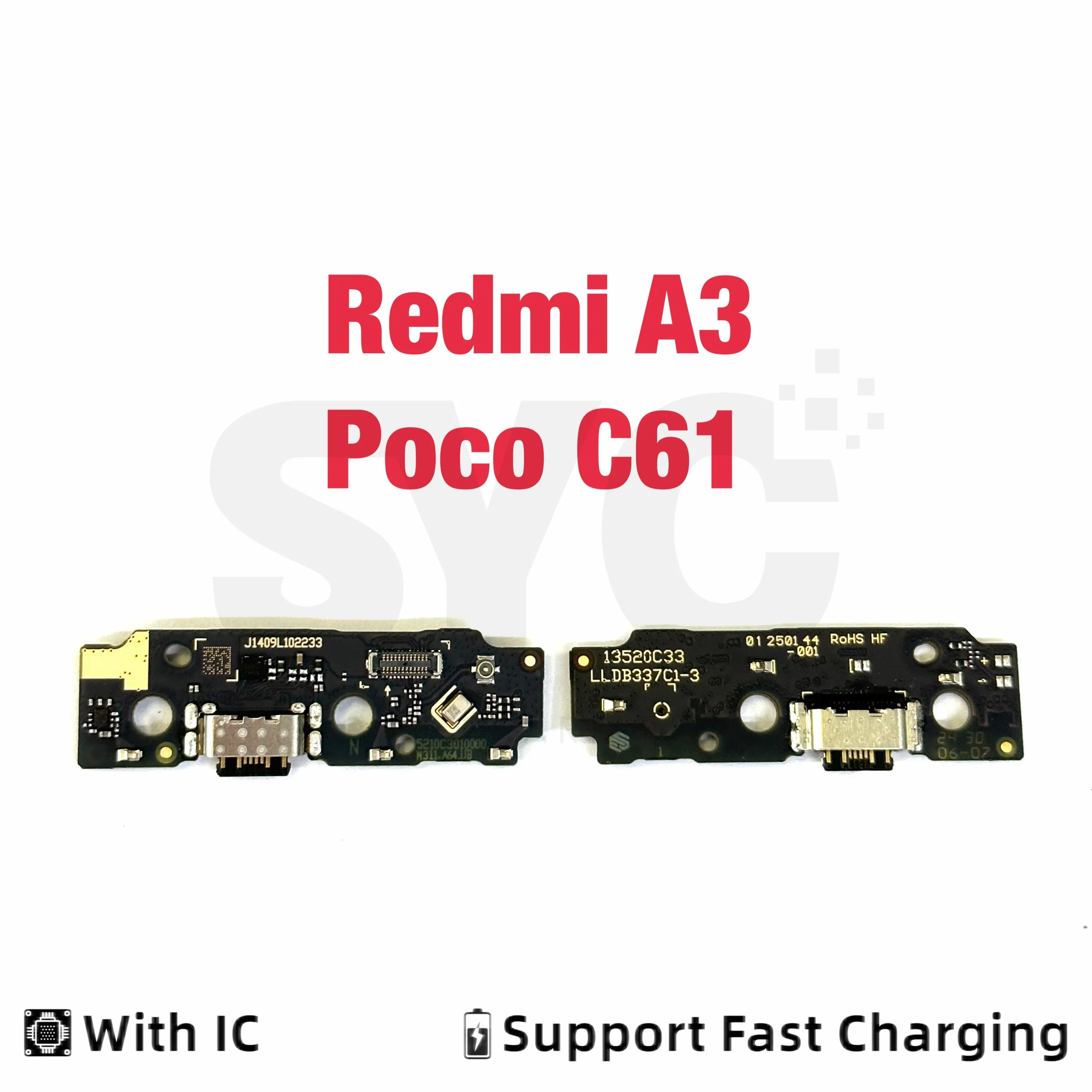 New For Xiaomi Redmi A3 + Plus Poco C61 USB Charging Dock Port Mic Microphone Connector Board Fast Flex Cable Repair Parts