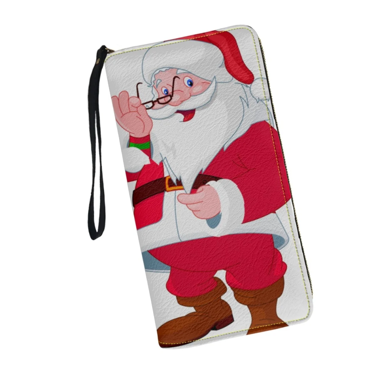 Belidome The lovely Santa Claus Print Wallets for Womens RFID Blocking Leather Card Holder Clutch Bags Around Zip Long Purse