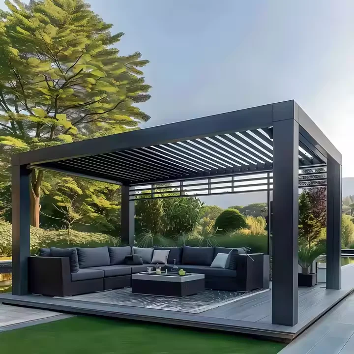 Modern Paragola Outdoor Waterproof Bioclimatic Gazebo Aluminum Louvred Roof And Louvered Door Vent Grille For Putdoor Kitchen