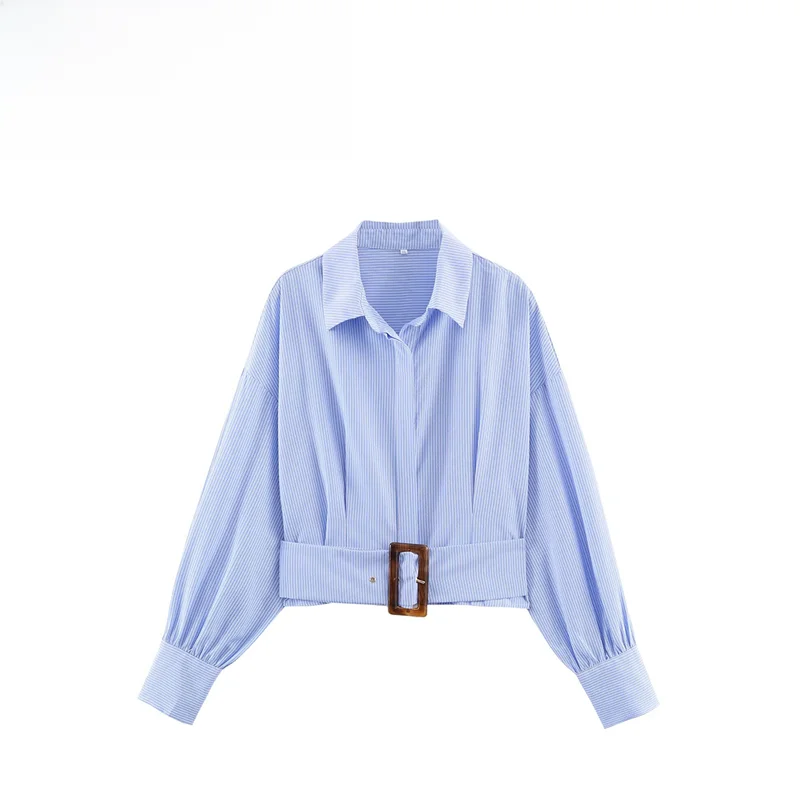 

Faionable Striped irt Женская осенняя новинка Sle Универсальная простая пригородная полоска irt ZR ZA Женская одежда Ele Ao...