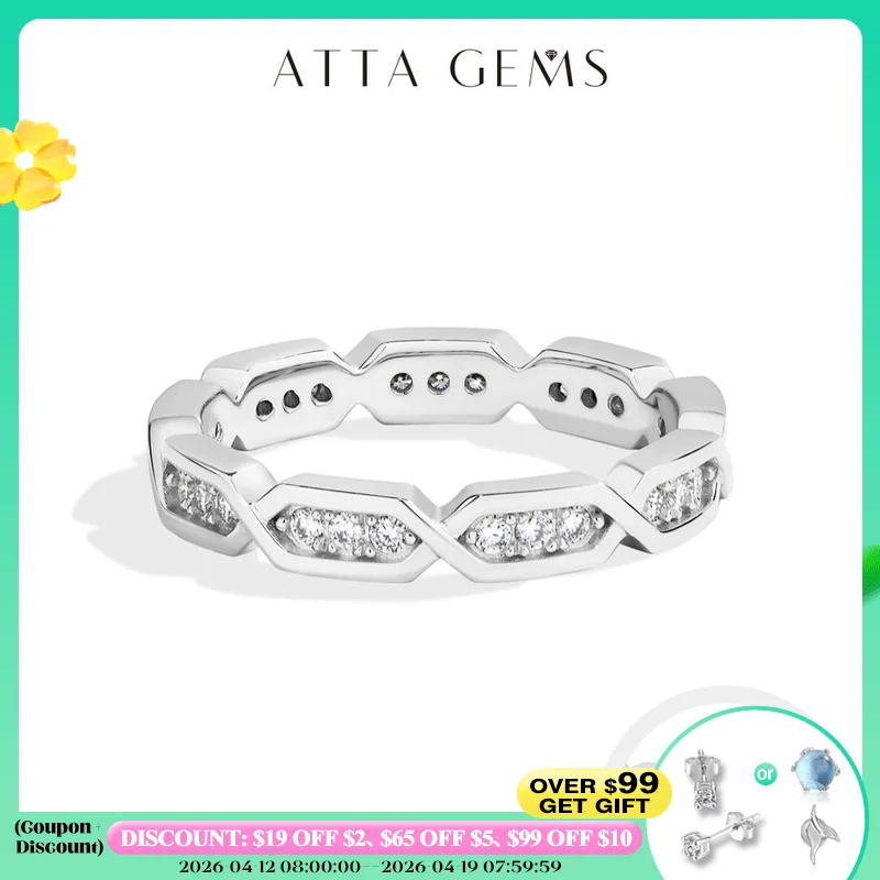 

ATTAGEMS New Original Moissanite Eternal Ring forWomen Men 925 Sterling Silver White Gold Engagement Rings Jewelry Free Shipping