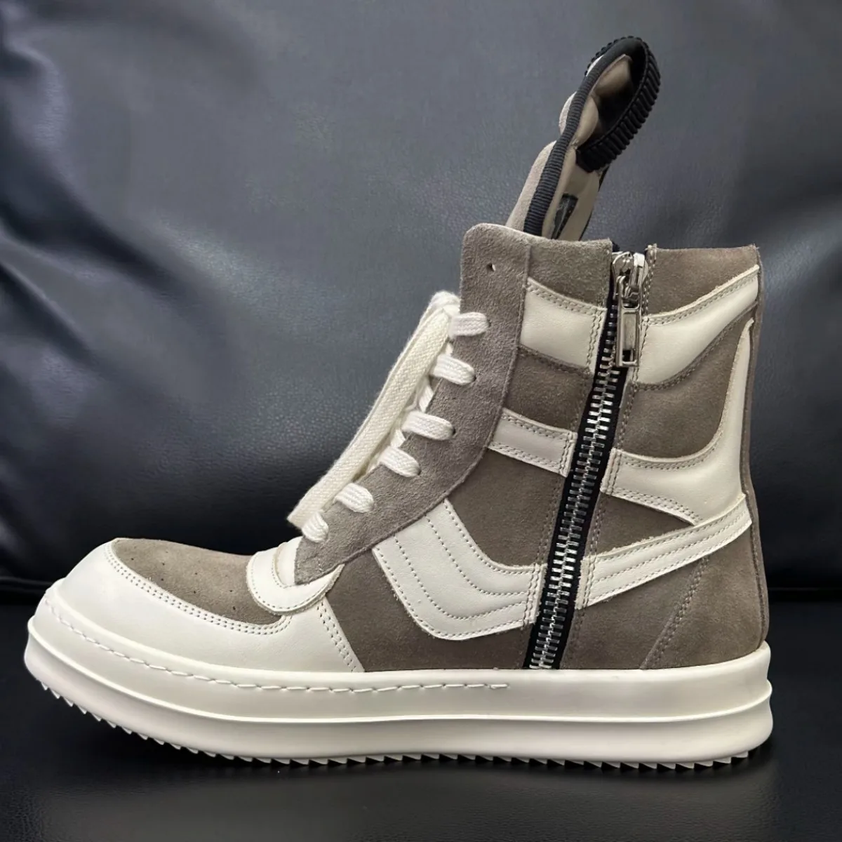 

Ro Caramel Leather High Top Shoe Luxury Brown Suede Boot Men Shoes Zipper Women Casual Sneaker Design Ankle Boots