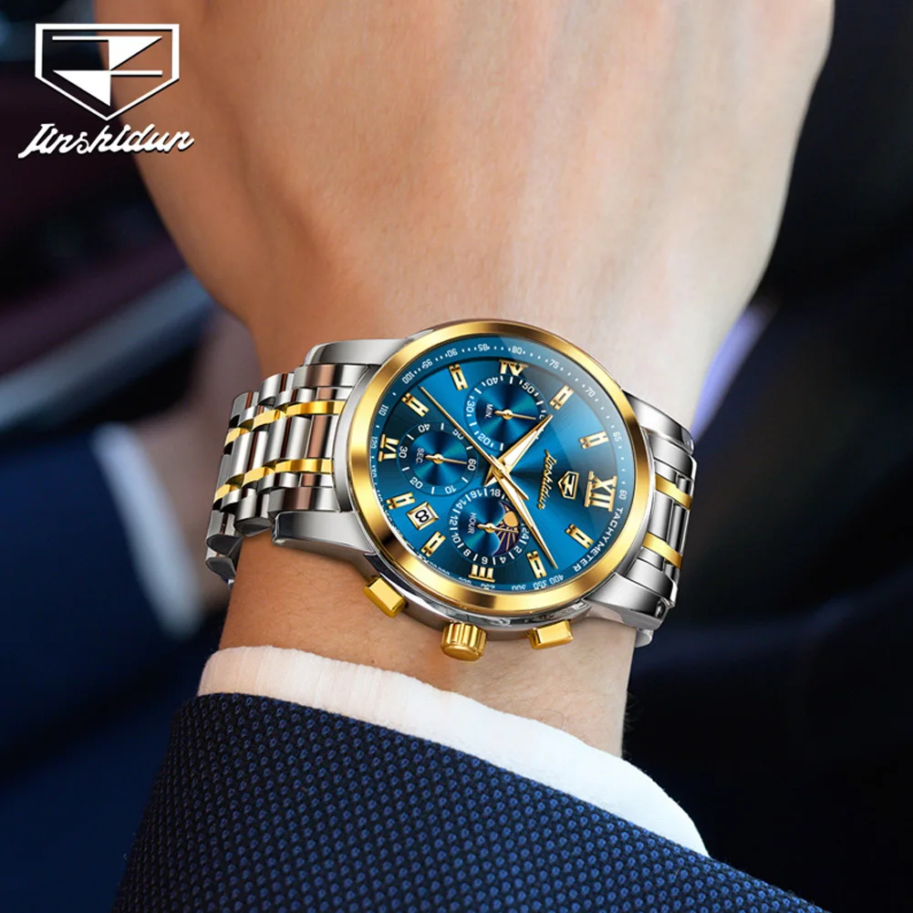 Jam Tangan Mekanik Otomatis JSDUN 8985 untuk Pria, Multifungsi dengan Kalender, Jam Tangan Pria Kelas Atas