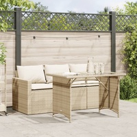 Garden dining group 2-tlg. With cushion Poly rattan & glass plate-robust construction for patio/garden