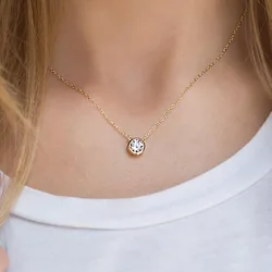 Double Fair Shiny Pendant Necklaces For Women Classical Round Crystal Choker Necklace Rose Gold Plated Fashion Jewelry N388