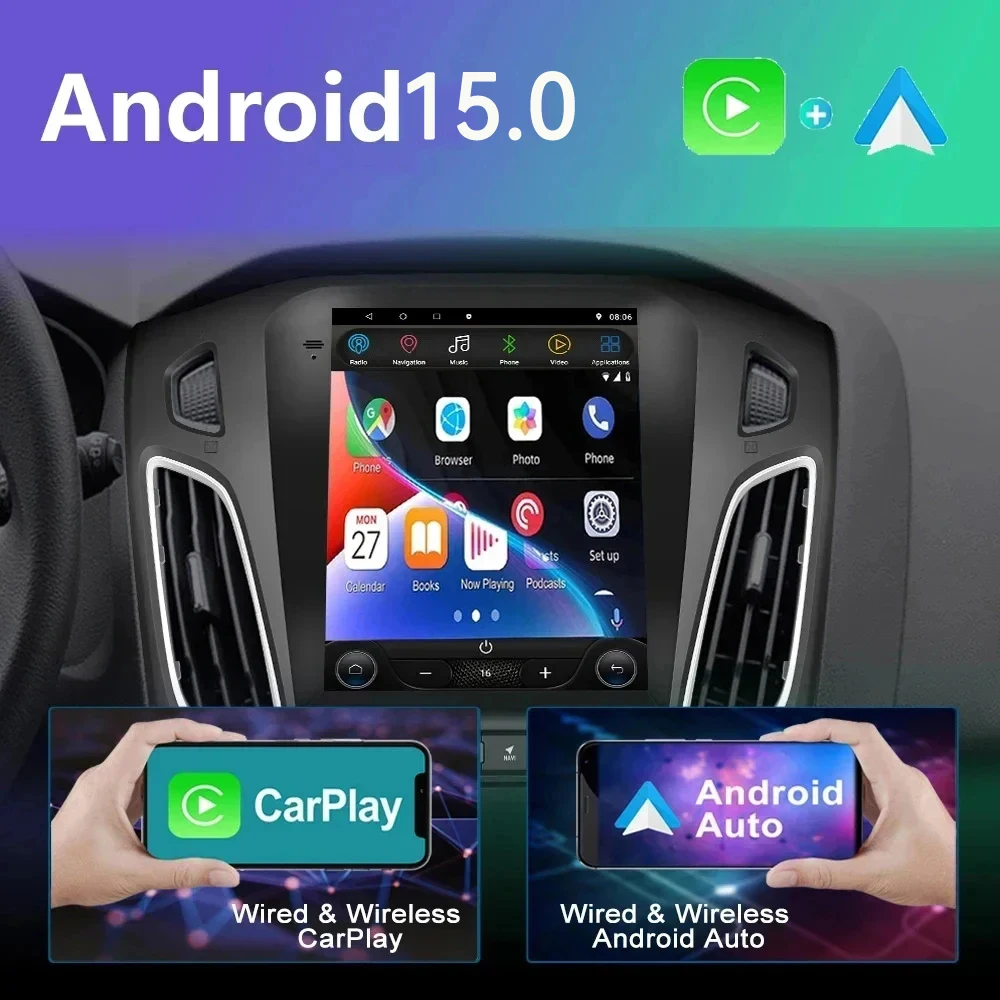 

2-диночное радио Android 15 для Ford Focus 3 MK3 2012 2013-2019, автомобильный мультимедийный видеоплеер, GPS, авторадио для Tesla Style, экран 9,7 дюйма
