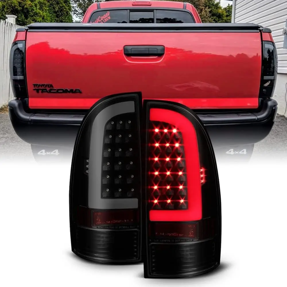 

- For Black Smoked 2005-2015 Toyota Tacoma LED Tube Tail Lights Lamps Left+Right