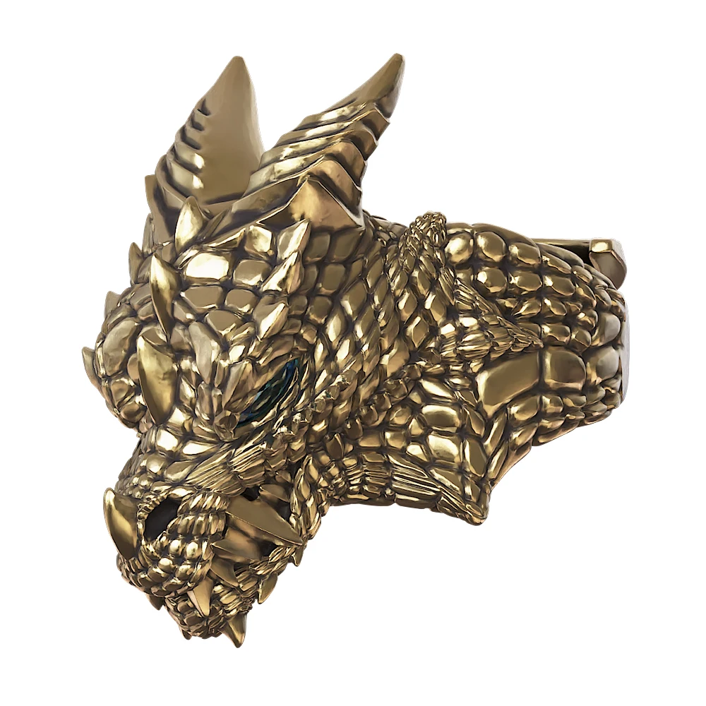 

Кольцо «Король-дракон» с синими глазами из циркония, латунное, в стиле панк, для байкеров и рокеров, украшение с животным мотивом BR513, открытый размер US 8~15