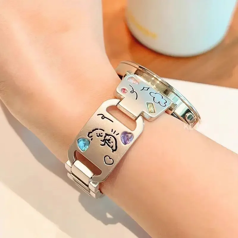 Cute Dog Metal Strap for Samsung Galaxy Watch 7 6 5 4 3 Active 40/44mm Luxury Women Band for Amazfit GTR Huawei GT4 41mm 3 42/46