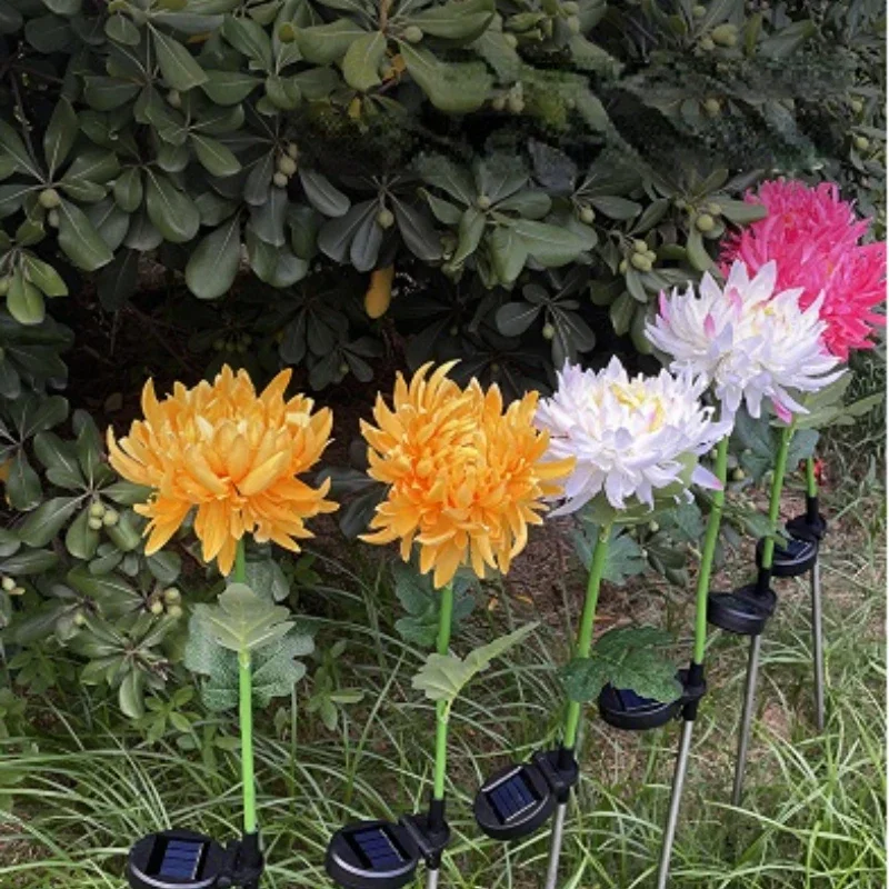 Chrysanthemum LED Solar Light Plug-in Garden Landscape Waterproof Lamp for Courtyard Simulation Flower Lawn Stakes Decoration