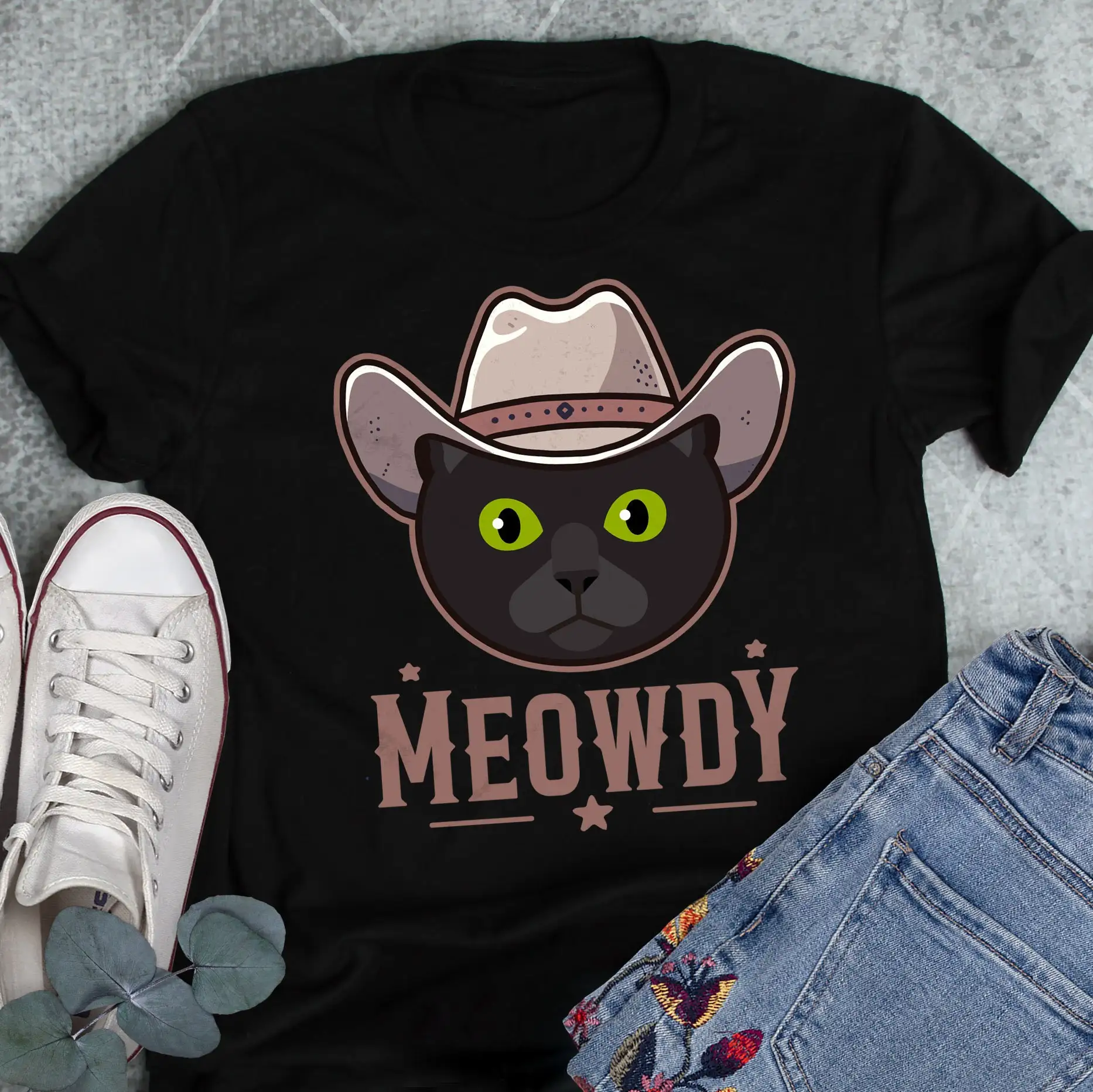 Bombay Cat Meowdy T Shirt Funny Cowboy Lover Cute Howdy Pet Mom Dad Western Texas Yeehaw Meme