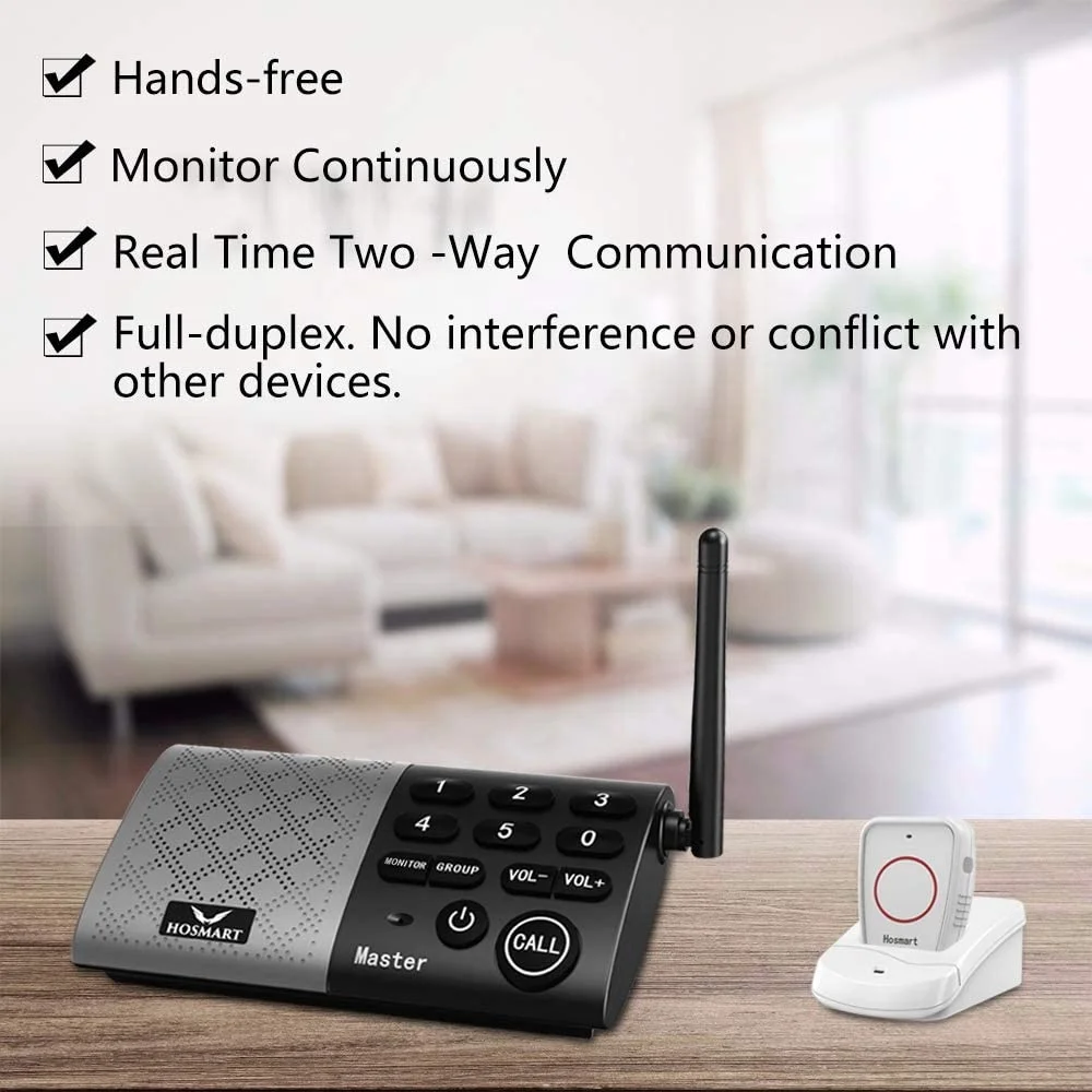 Wireless Two Way Call Button Caregiver Pager Call Alert Intercom Systems