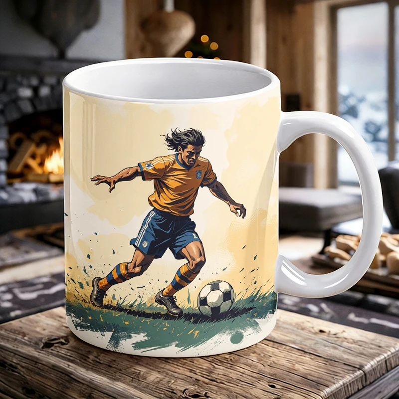 

Dynamic Soccer Player in Action Kicking the Ball Mug with a bottle opener function of 2026 Major Football Event
