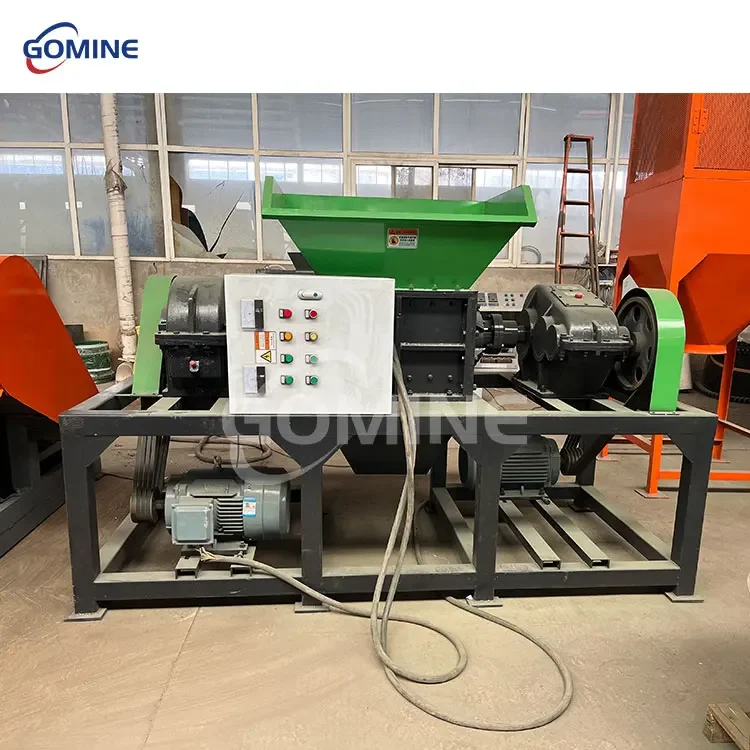 Gomine Large Tire Recycling Machine Recycled Tire Shredding Tiles Dual Shaft Shredder Machine with Full Copper Motor