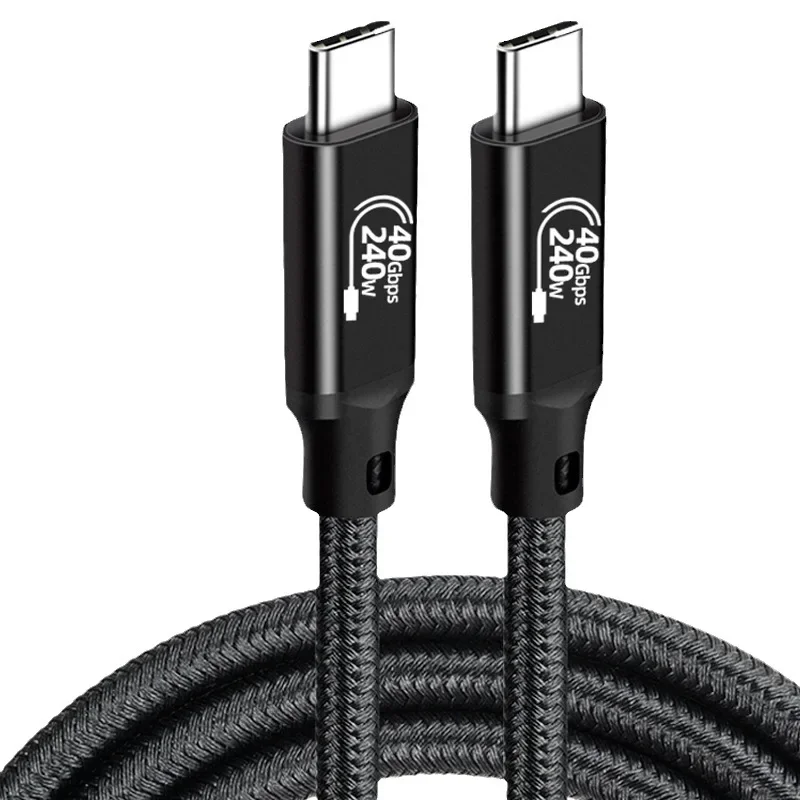 240W kabel do szybkiego ładowania przesyłu danych USB4 warkocz typu C 40Gbps podwójny przewód wideo 8K 1m do 4/3 kabla Macbook Pro z piorunami