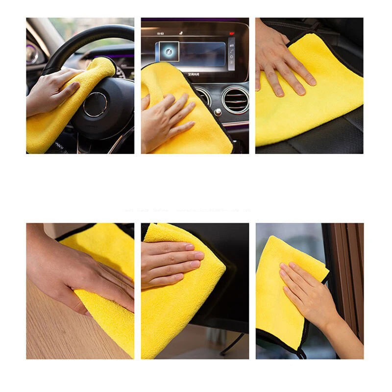 Microfiber Car Cleaning Towel Set - Quick-Dry Auto Detailing Towels for Interior Exterior Glass Washable Car Care Accessories