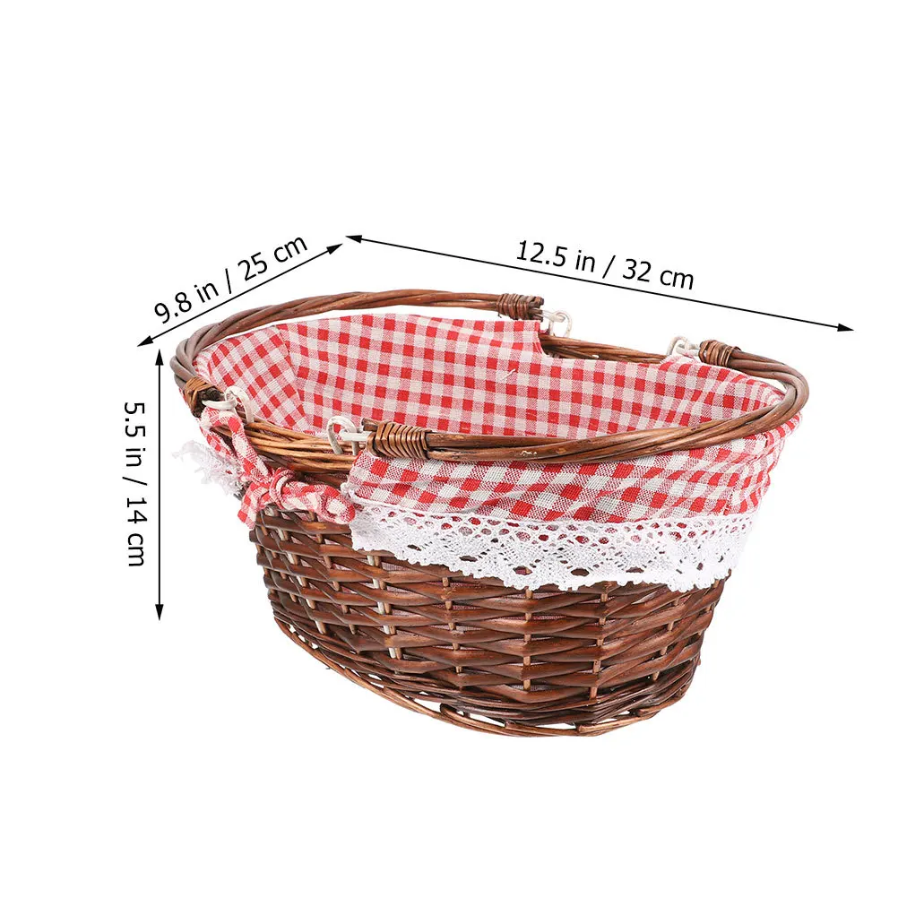 ตะกร้าปิกนิกสาน 1 ชิ้น ตะกร้าเก็บของสำหรับตั้งแคมป์ เดินป่า ใช้งานกลางแจ้ง ใส่ผักผลไม้ น้ำหนักเบา ทำจากผ้าหวาย