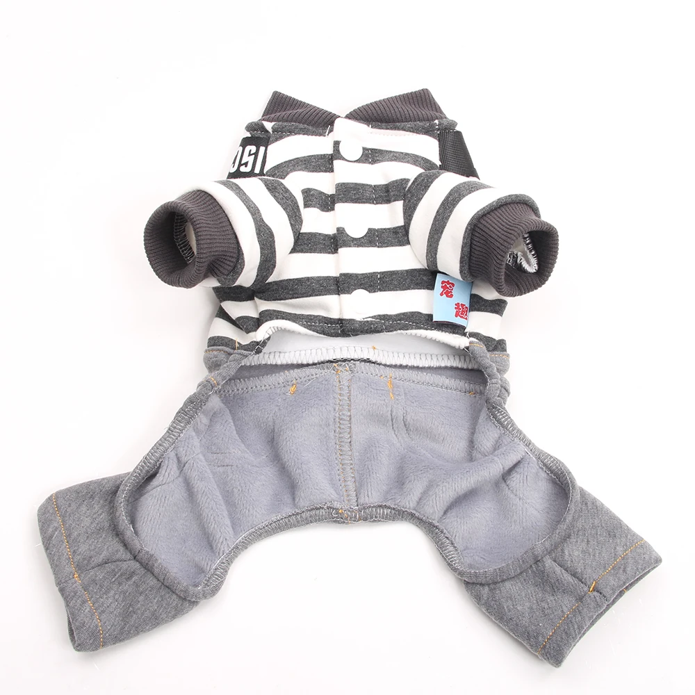 Striped Dog Cat Jumpsuit Rompers Bear Design Pet Puppy Coat Jacket Autumn Clothes Apparel 5 Sizes 2 Colours