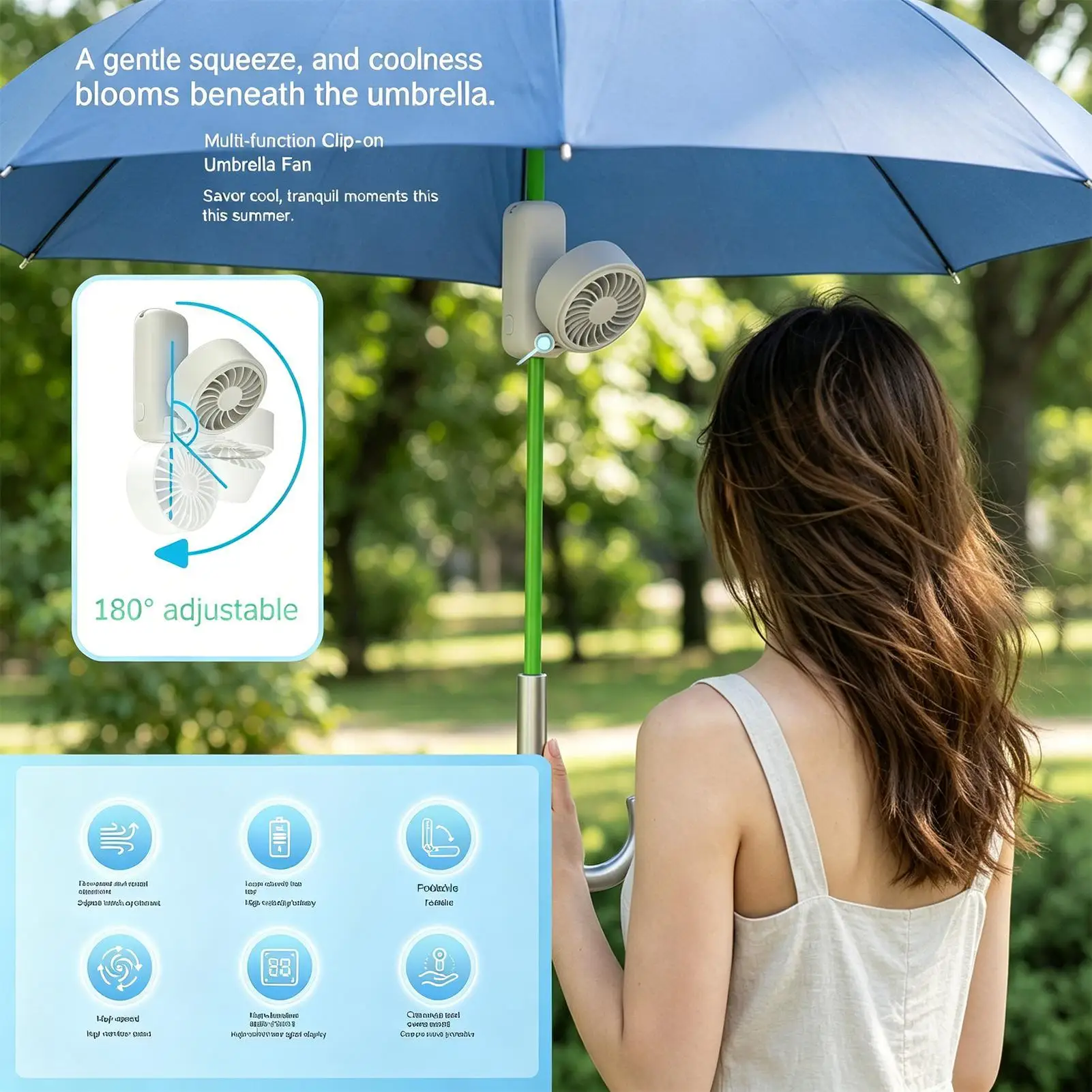 

Портативный вентилятор с клипсой, 5-скоростной, ручной, перезаряжаемый, компактный, складной, для дома, спальни, офиса, стола