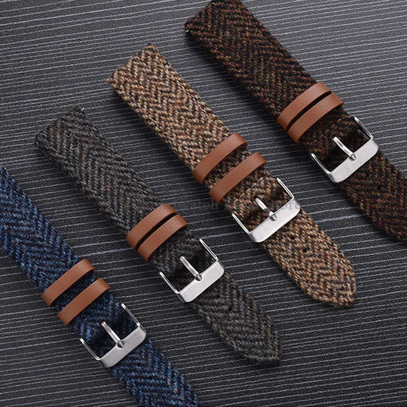 18mm 20mm 22mm Nylon Genuine Leather Watch Strap for Seiko for Omega Quick Release Wrist Band Weave Strap Men Women Bracelet