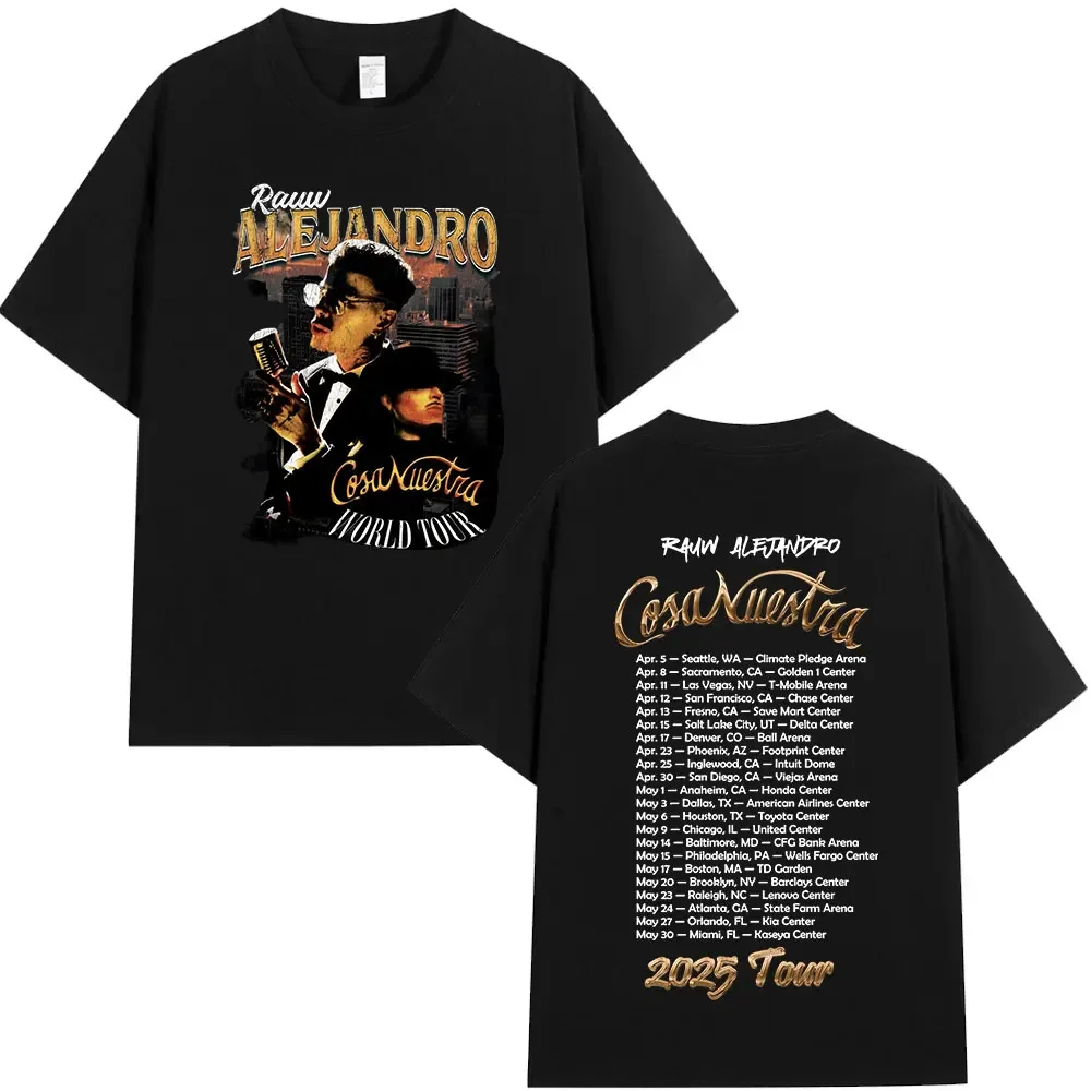 Singer Rauw Alejandro Cosa Nuestra 2025 Tour Merch T-shirt Men Women Vintage Short Sleeve T Shirt Cotton Oversized T-Shirts Tops